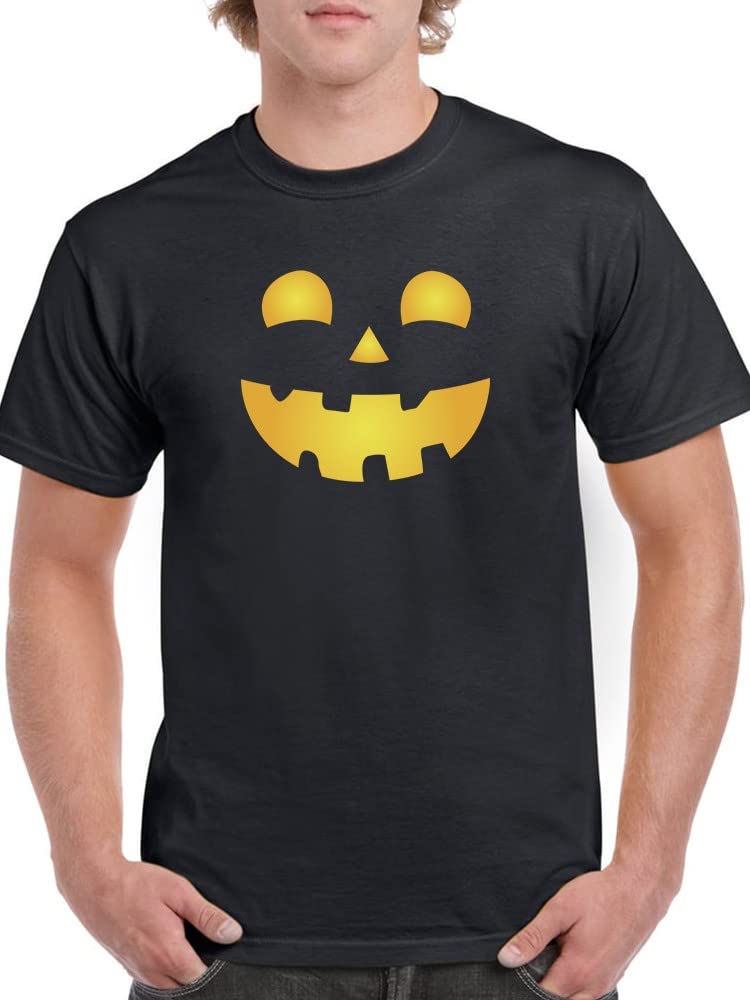 Halloween Pumpkin Smile Graphic T-Shirt for Men - Funny Costume Party Outfit - Perfect for Halloween Parties, Trick or Treating & Fall Festivals