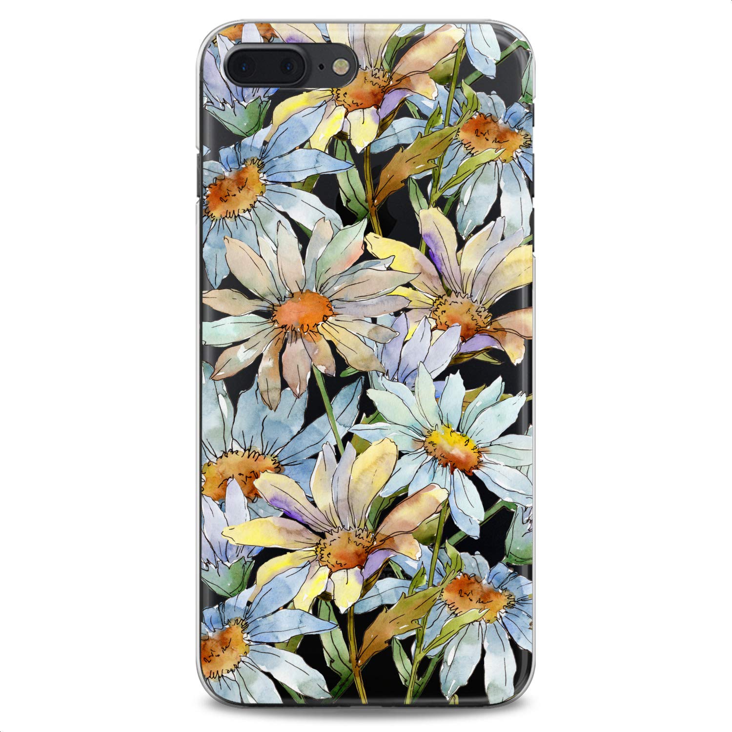 Premium Flexible TPU Phone Case for iPhone 16/15/14/13/12/11 Pro Max/Plus/Mini/XS/XR/X/8+/7/6/5/SE - Cute Floral Daisy Design Slim Clear Silicone Cover for Women & Girls - Perfect for Everyday Protection & Stylish Outfits