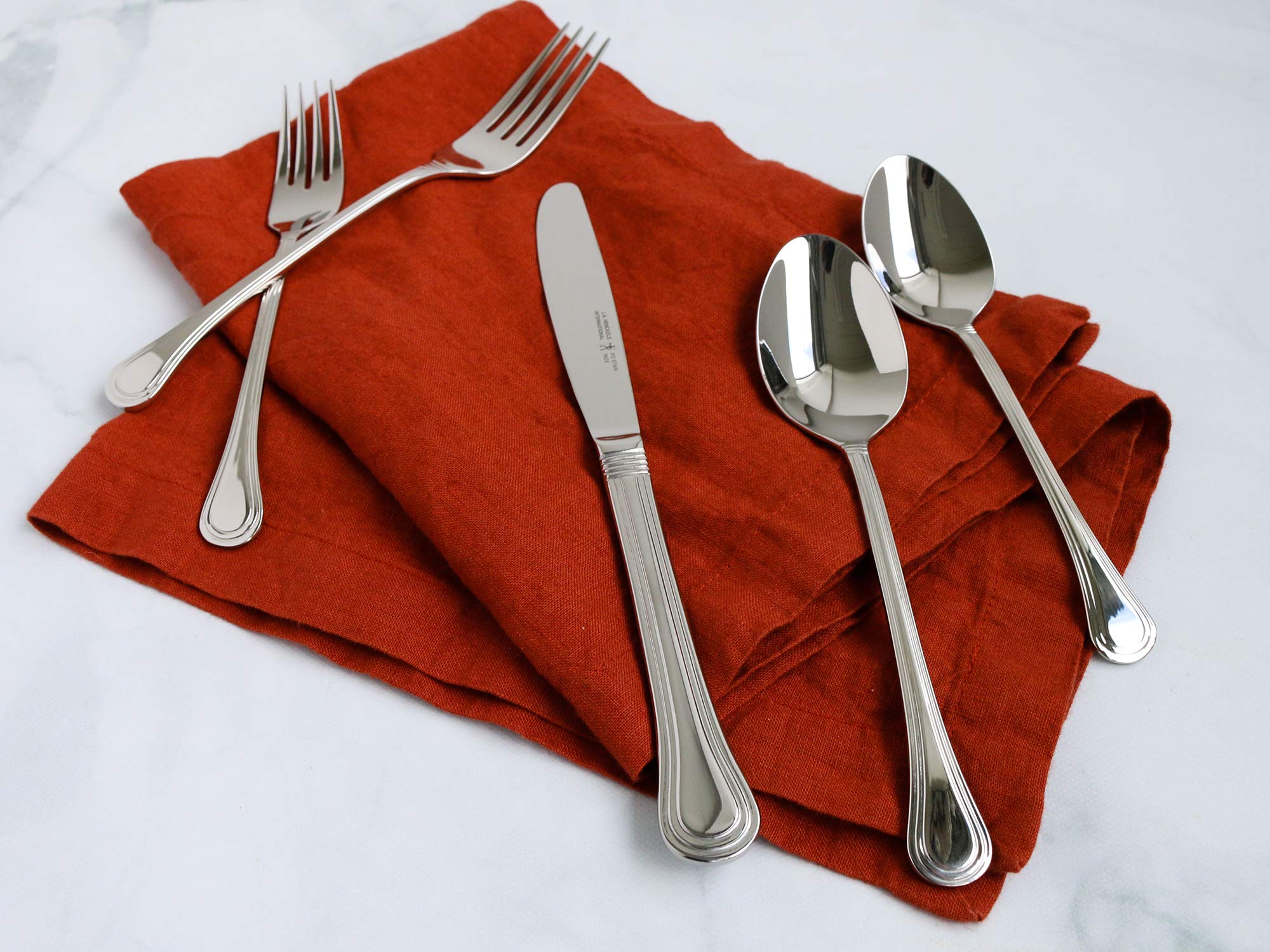 HENCKELS 65-Piece Astley Flatware Set - Premium Stainless Steel Silverware for Dining, Kitchen & Entertaining - Elegant Cutlery Set for Restaurants, Weddings & Home Use