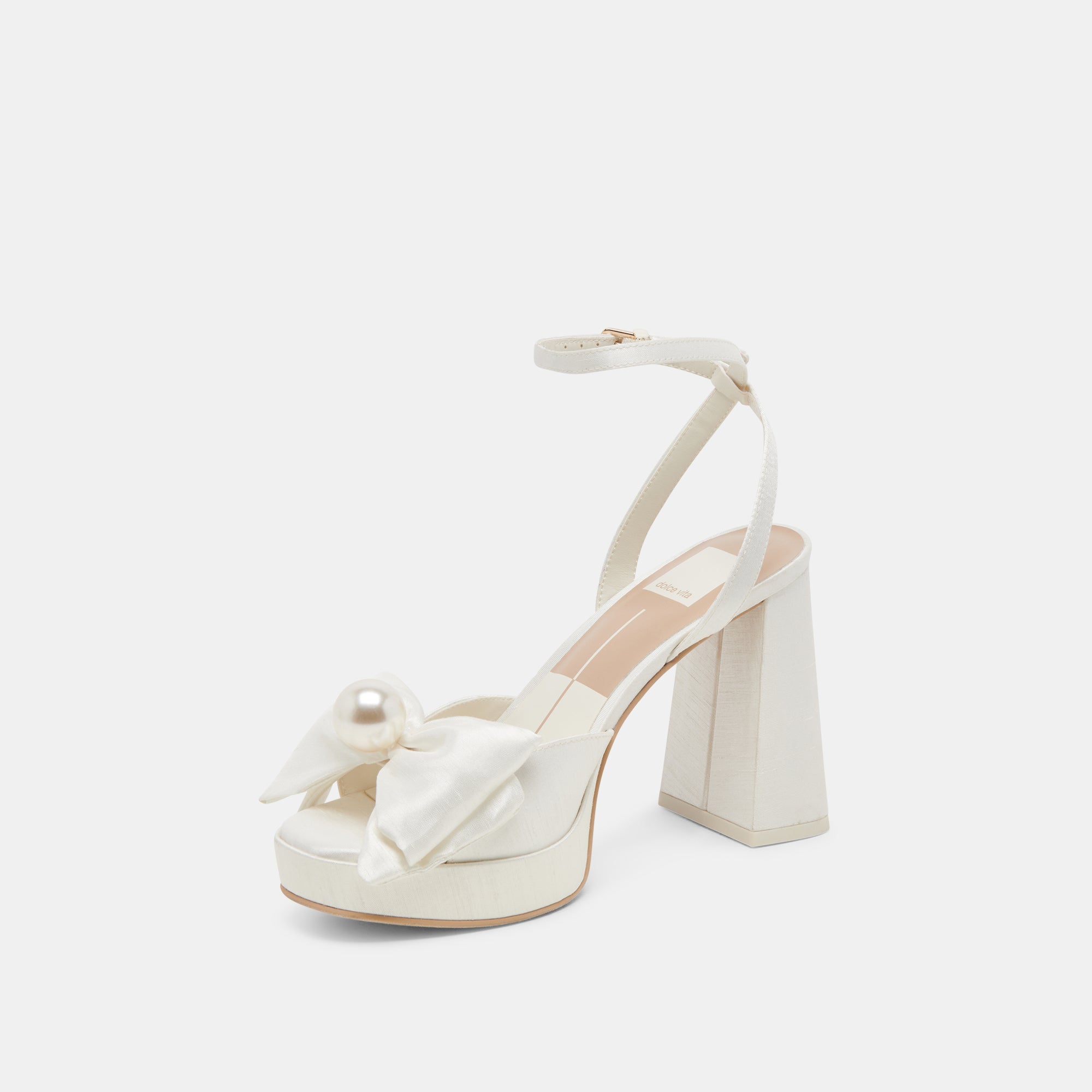Patton Wide Heels in Ivory Satin - Elegant Women's Wedding Shoes for Brides, Prom, and Special Occasions