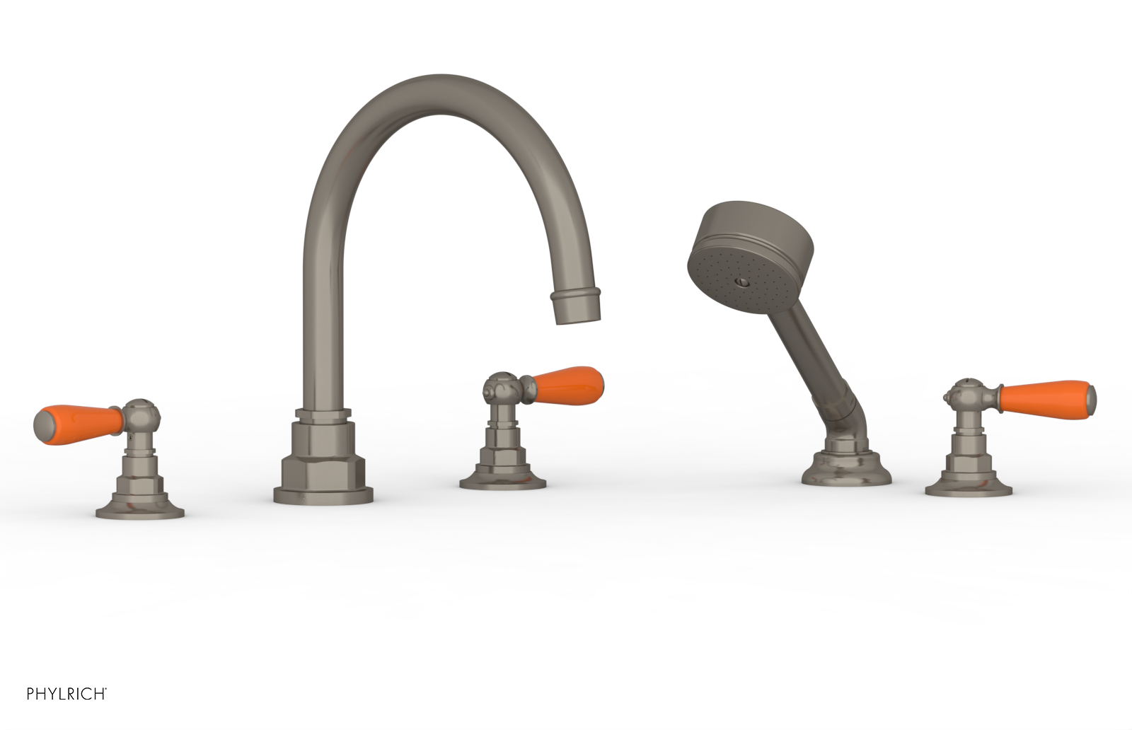 Jamestown Deck Tub Set with Hand Shower - Lever Handles & Orange Accents (165-49) - Perfect for Outdoor Bathing & Relaxation in Your Backyard Oasis