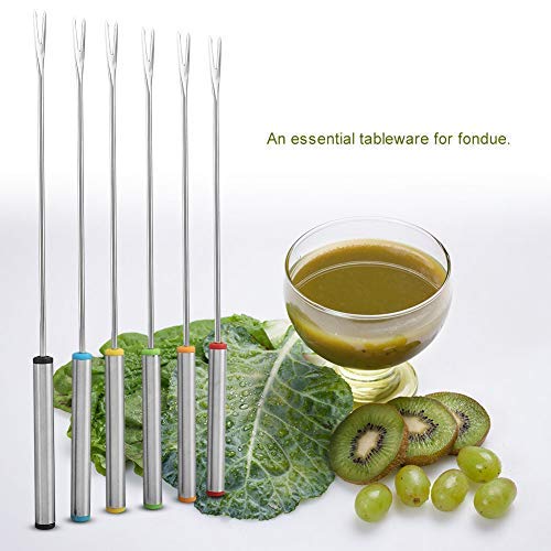 Premium Stainless Steel Fondue Forks Set - 6-Piece Chocolate & Cheese Fondue Forks for Chocolate Fountain, Melting Pot, Party, and Home Entertaining