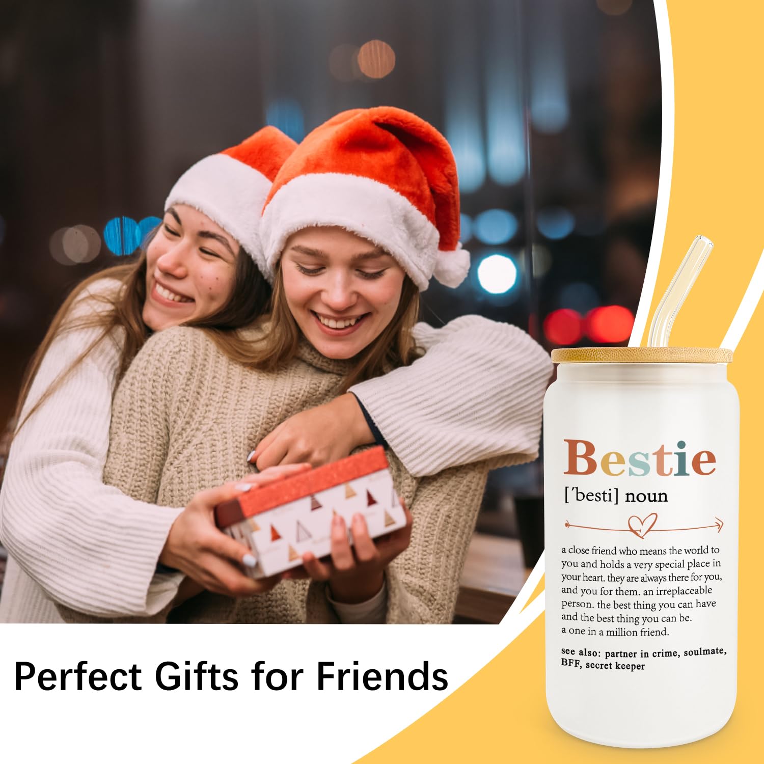 Best Friend Gifts for Women - 16oz Insulated Coffee Mug - Thoughtful Birthday, Friendship & BFF Gifts for Her - Perfect for Coffee Lovers, Office Use & Heartwarming Surprises