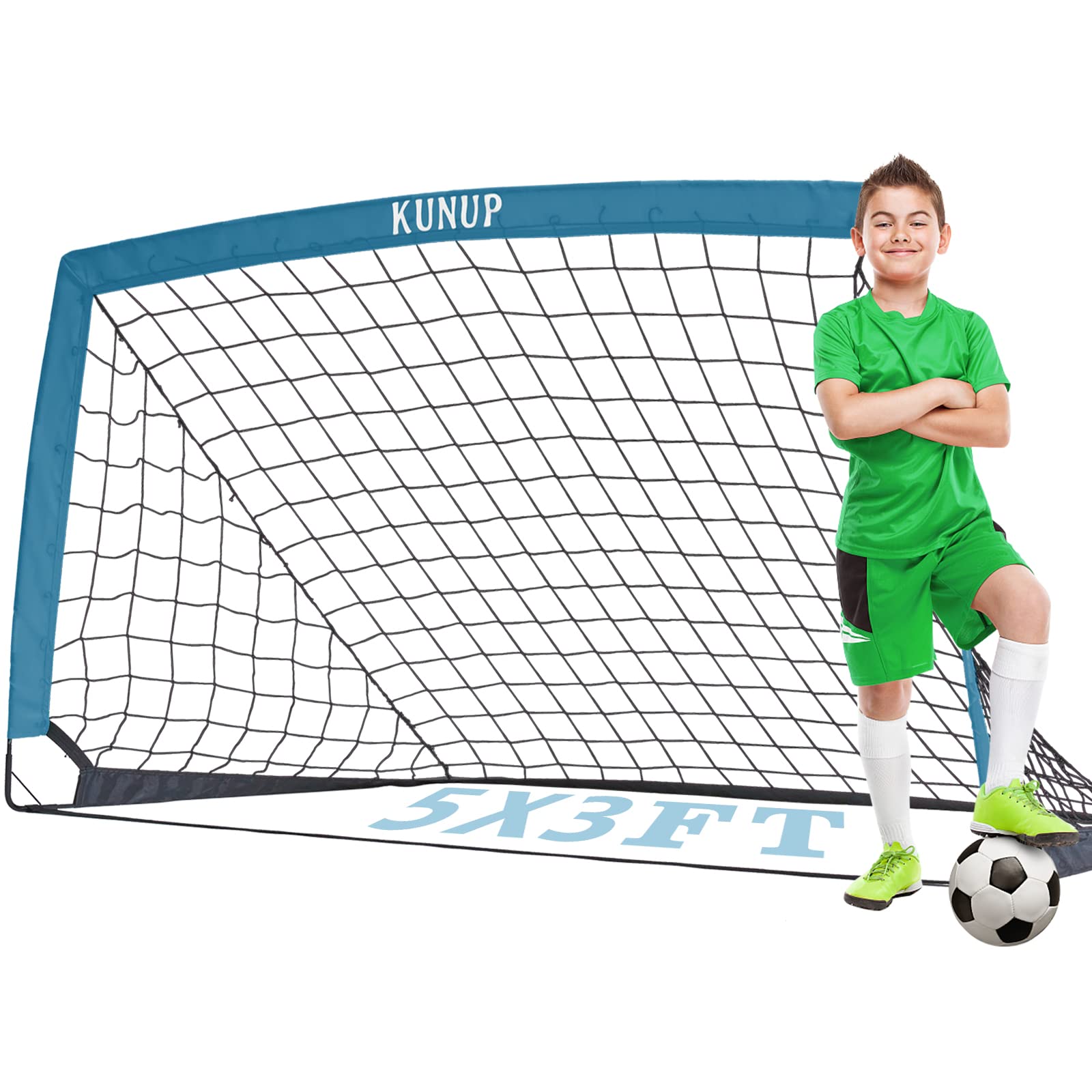 Foldable Soccer Goal for Kids & Adults - 5x3, 6x4, 9x5FT Portable Soccer Net with Carrying Bag - Perfect for Backyard Training, Youth Soccer Practice & Outdoor Sports Games