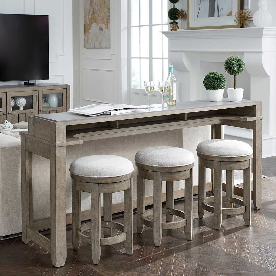 Modern Millstone Console Table with 2 Stools - Entryway, Hallway & Living Room Furniture for Home Decor