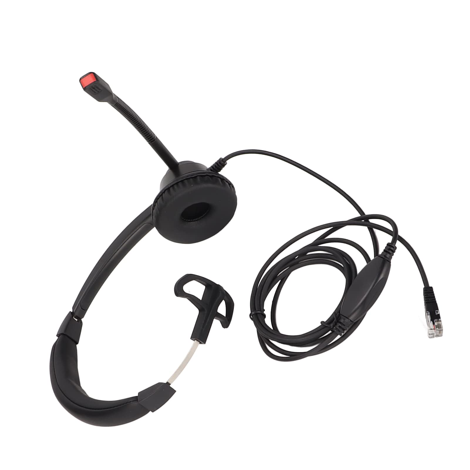 Demeras Telephone Headset with Noise Cancelling Mic - RJ9 Crystal Plug Single Ear Headphone, Plug & Play Volume Control, Durable ABS Construction for Office & Call Center Use - Perfect for Business Calls, Customer Service & Remote Work