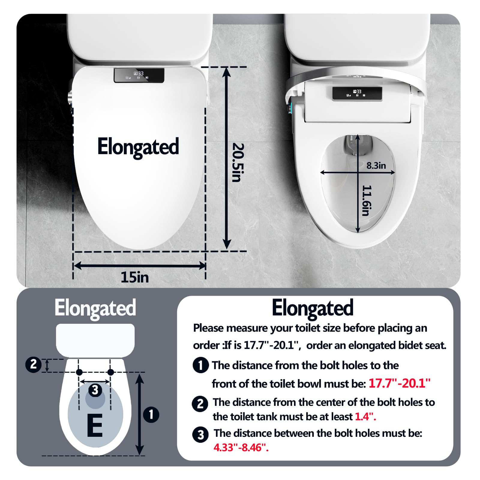 Premium Bidet Toilet Seat with Warm Water & Air Dryer - Heated Elongated Toilet Seat with Self-Cleaning Nozzle, 5 Spray Modes, Night Light & Remote Control - Perfect for Home, Elderly Care & Luxury Bathroom Upgrade