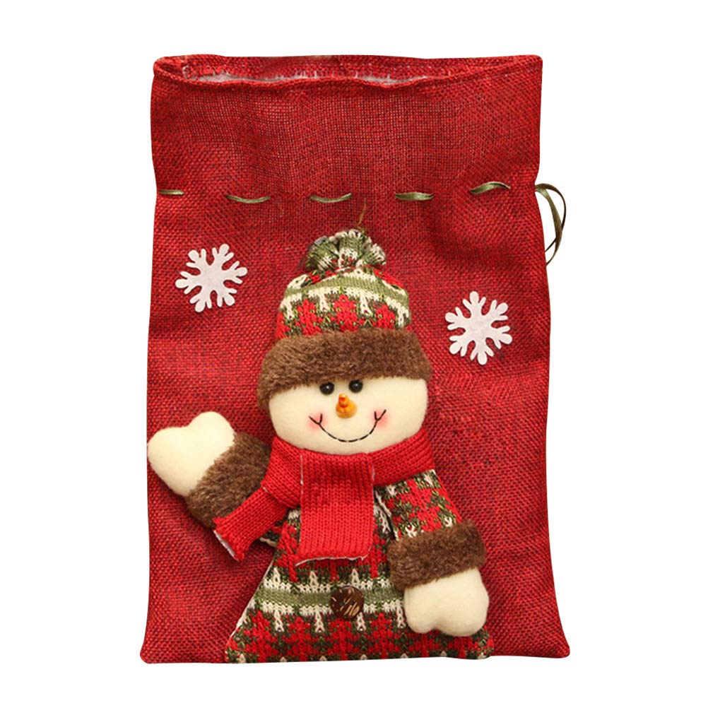 Premium Linen Candy Bags for Christmas - Snowman Print Party Favor Bags, Holiday Gift Sacks & Home Decor | Perfect for Xmas Parties, Gift Wrapping & Festive Decorations