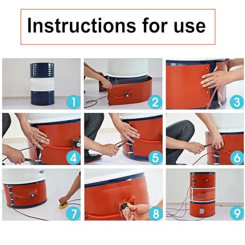 Electric Silicone Oil Drum Heater Belt - Adjustable Thermostat 30-150°C for 20L-200L Metal Barrels | Industrial Drum Heating Pad for Cold Weather Storage & Viscosity Control
