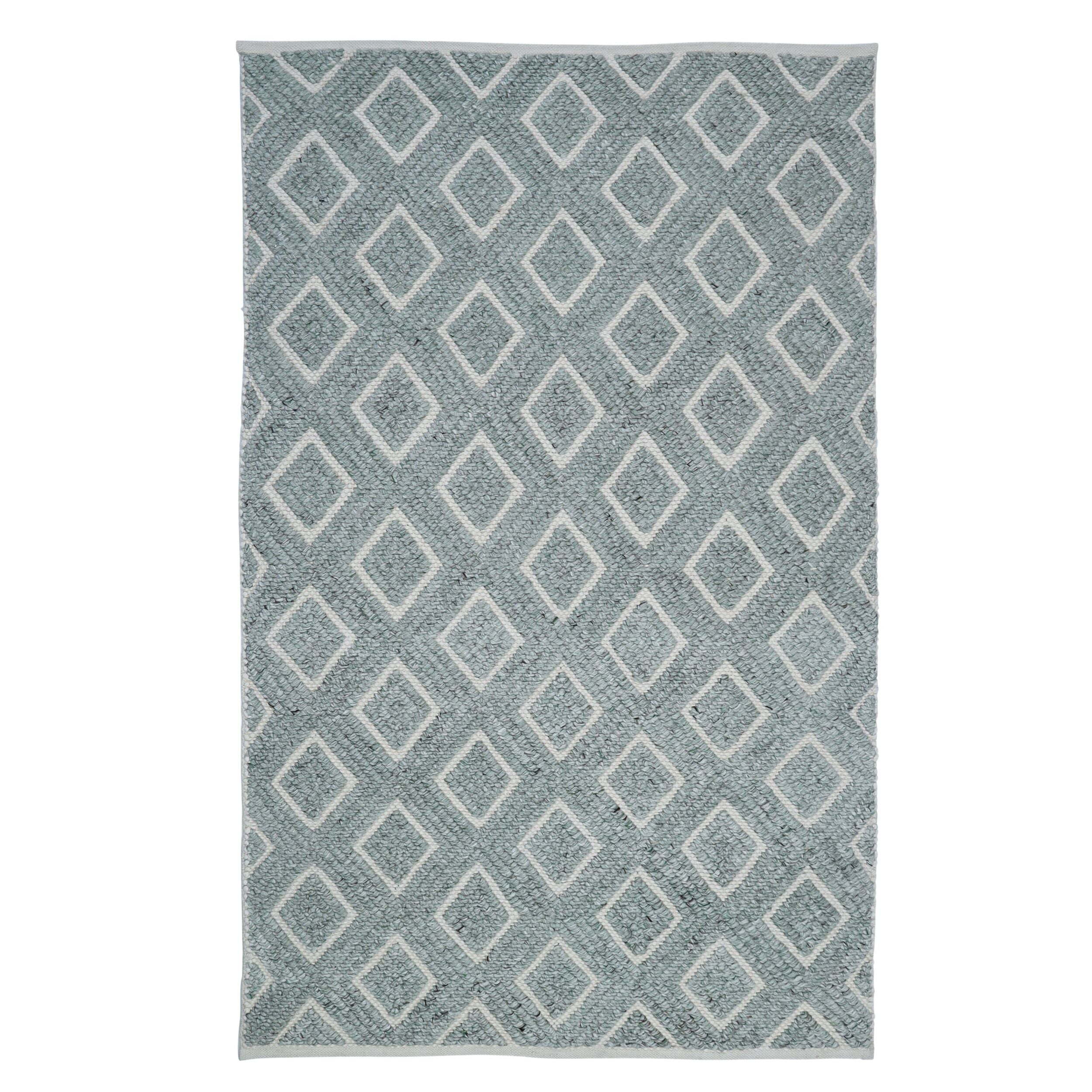 Amira Diamond Handwoven Soft Green & Cream Rug 240x150cm - Luxurious Bohemian Area Rug for Living Room, Bedroom & Nursery - Eco-Friendly & Hypoallergenic