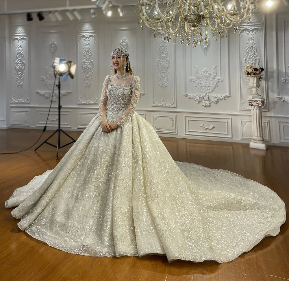 Elegant Ball Gown Wedding Dress for Brides 2025 - Lace Detailing & Flowy Skirt | Perfect for Church Ceremonies, Formal Receptions & Bridal Portraits