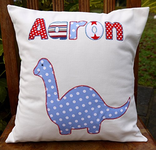 Custom Dinosaur Applique Pillow - Personalized Kids Room Decor for Boys & Girls - Perfect for Nursery, Bedroom, and Playroom