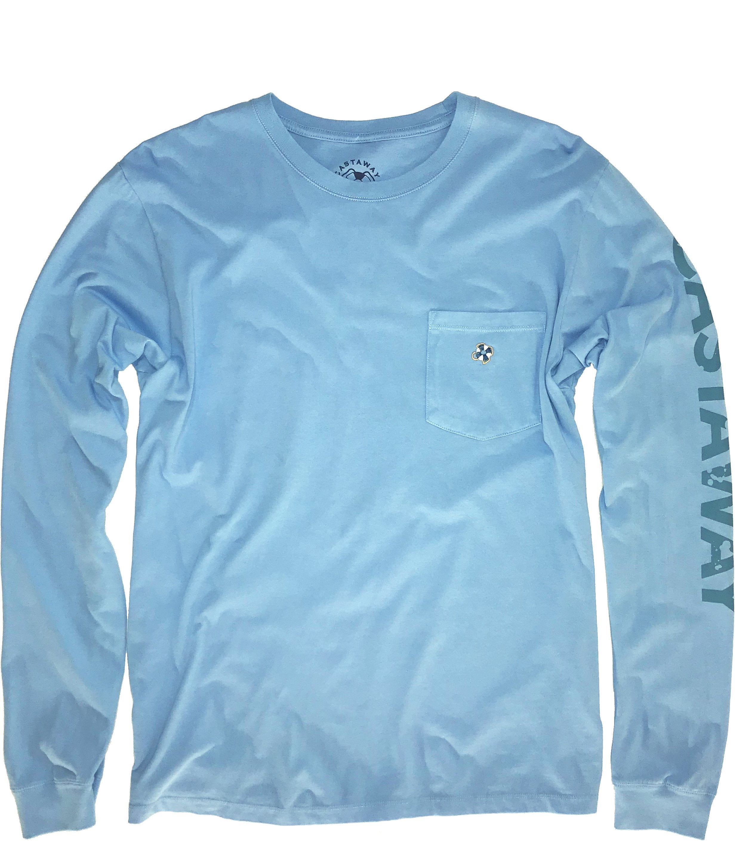 Men's Long Sleeve Beach Tee Shirt - Soft Azure Blue Casual Wear for Summer Vacation & Outdoor Activities
