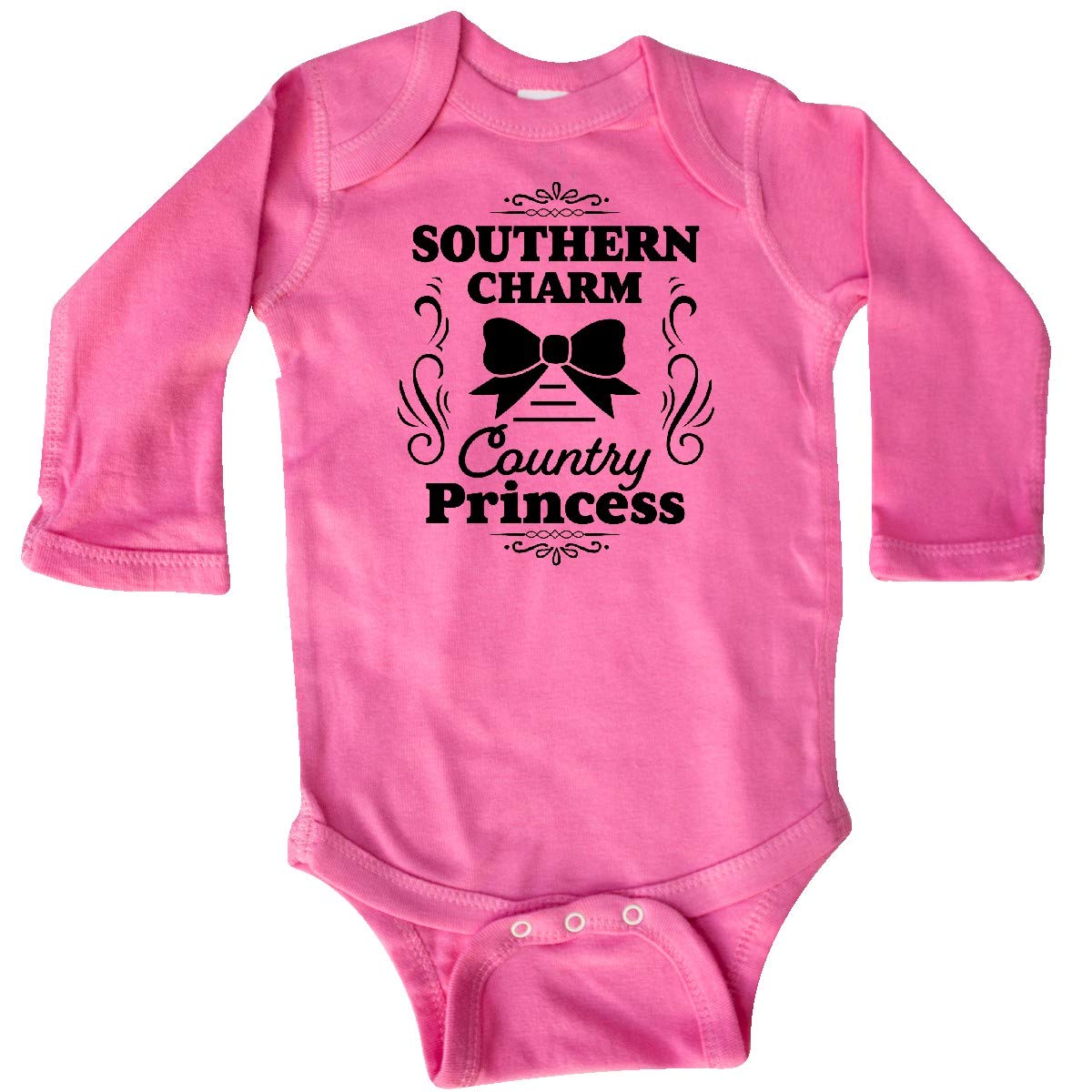 Inktastic Southern Charm Country Princess with Bow Long Sleeve Baby Bodysuit - Cute Outfit for Newborn Girls, Photo Shoots & Special Occasions