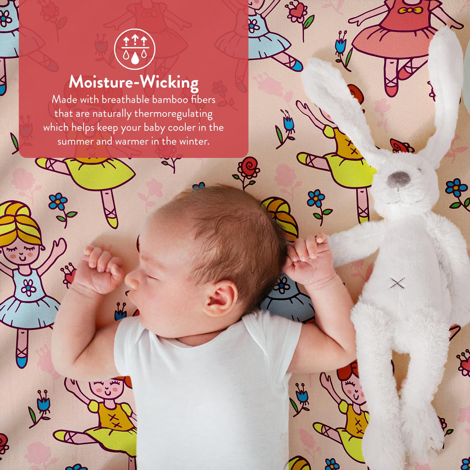 TAFTS Organic Bamboo Viscose Crib Sheets - 2 Pack Soft & Breathable Fitted Crib Sheets for Standard Crib & Toddler Mattress (28