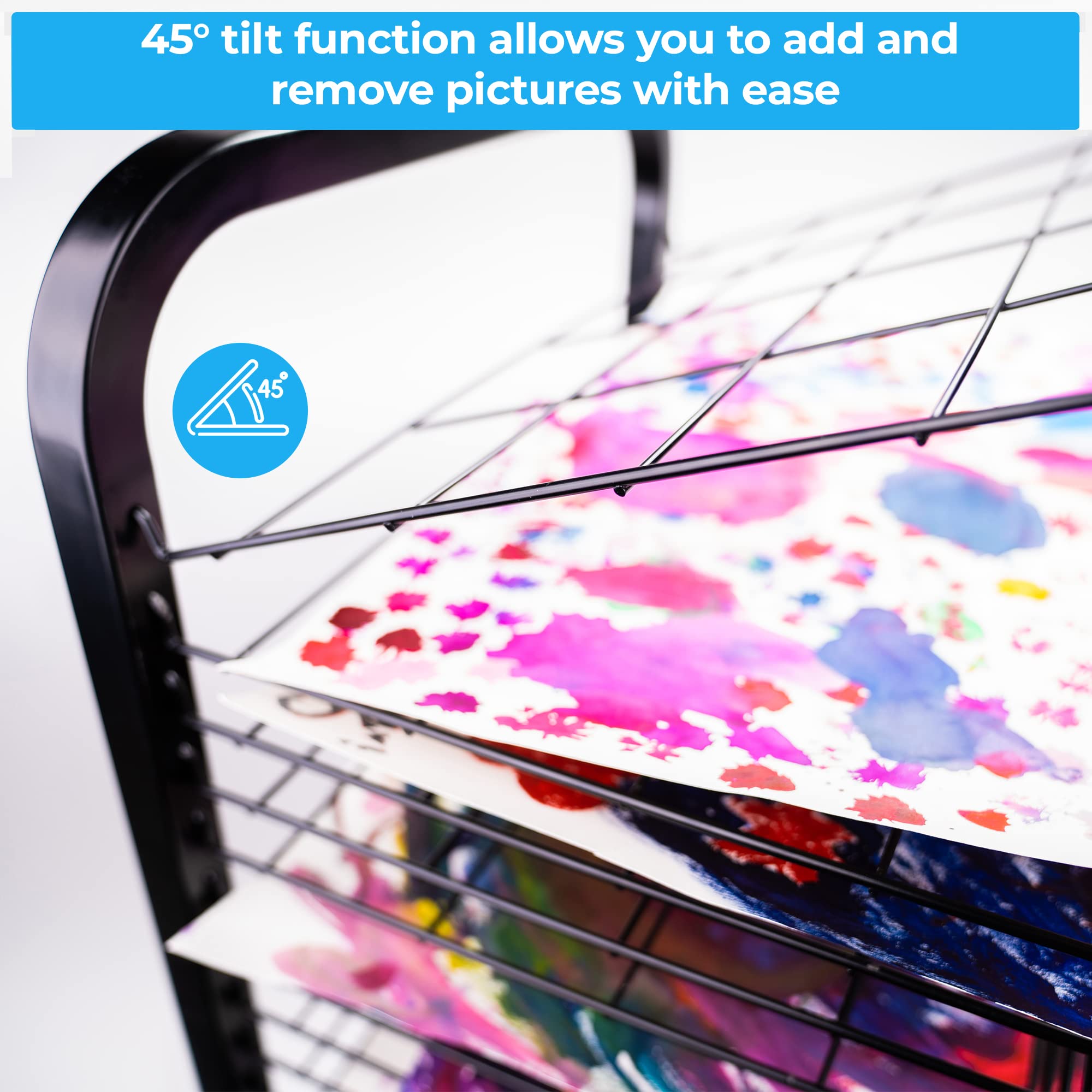 Mobile Metal Art Drying Rack with 25 Removable Shelves - Extra Large Art Storage Organizer for Kids, Studio & Craft Room - Perfect for Painting, Drawing & DIY Projects
