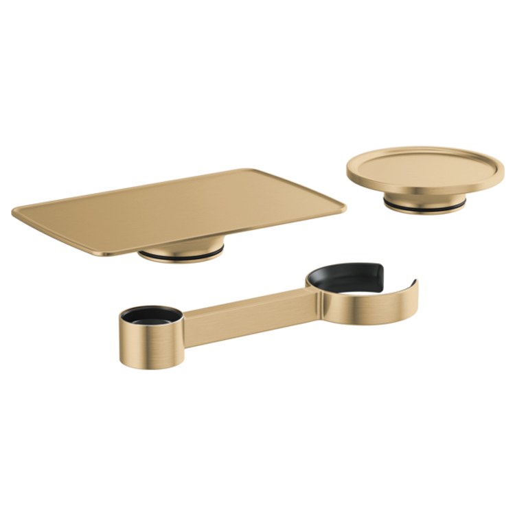 Luxury Gold Brass Freestanding Tub Filler Accessory Kit with Tray, Dish & Wine Glass Holder - Perfect for Spa Bathroom, Soaking Tub & Relaxation Moments