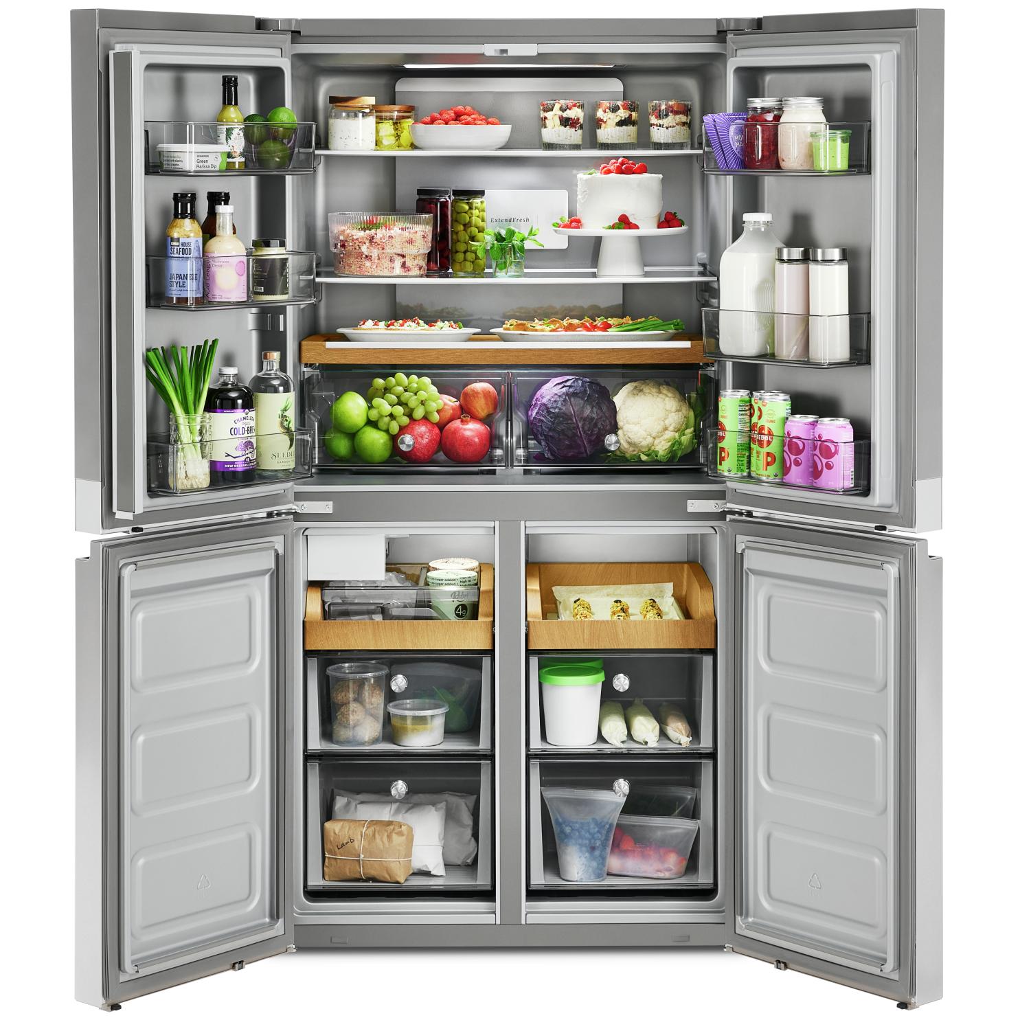 KitchenAid 36-Inch 4-Door French Door Refrigerator with PrintShield™ Finish - 19.4 cu. ft. Capacity for Modern Kitchens & Entertaining Spaces