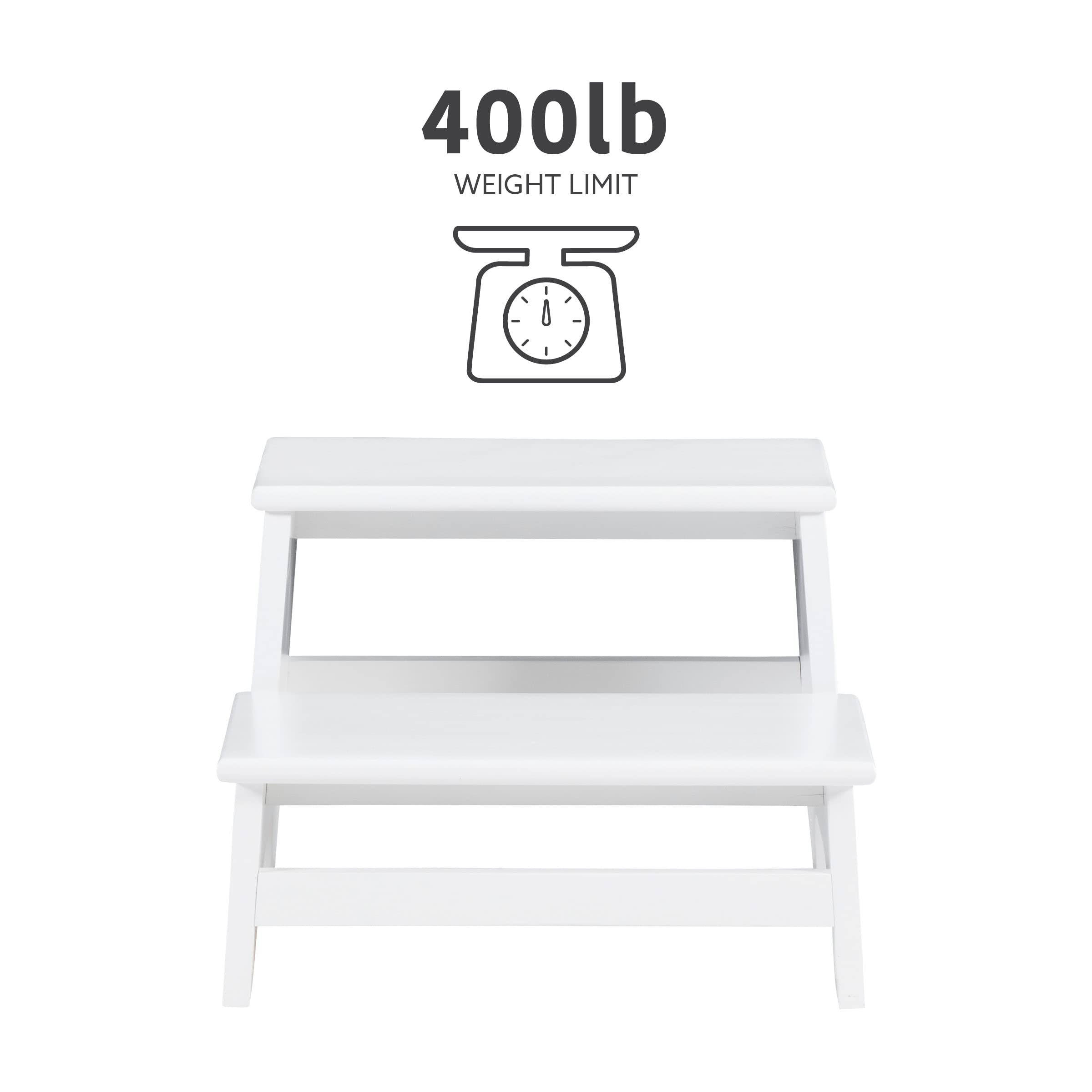 Powell Anna Bed Step Stool - White | Non-Slip, Sturdy & Compact Step Stool for Beds, Kids, Seniors & Pets | Perfect for Climbing, Reaching & Home Organization