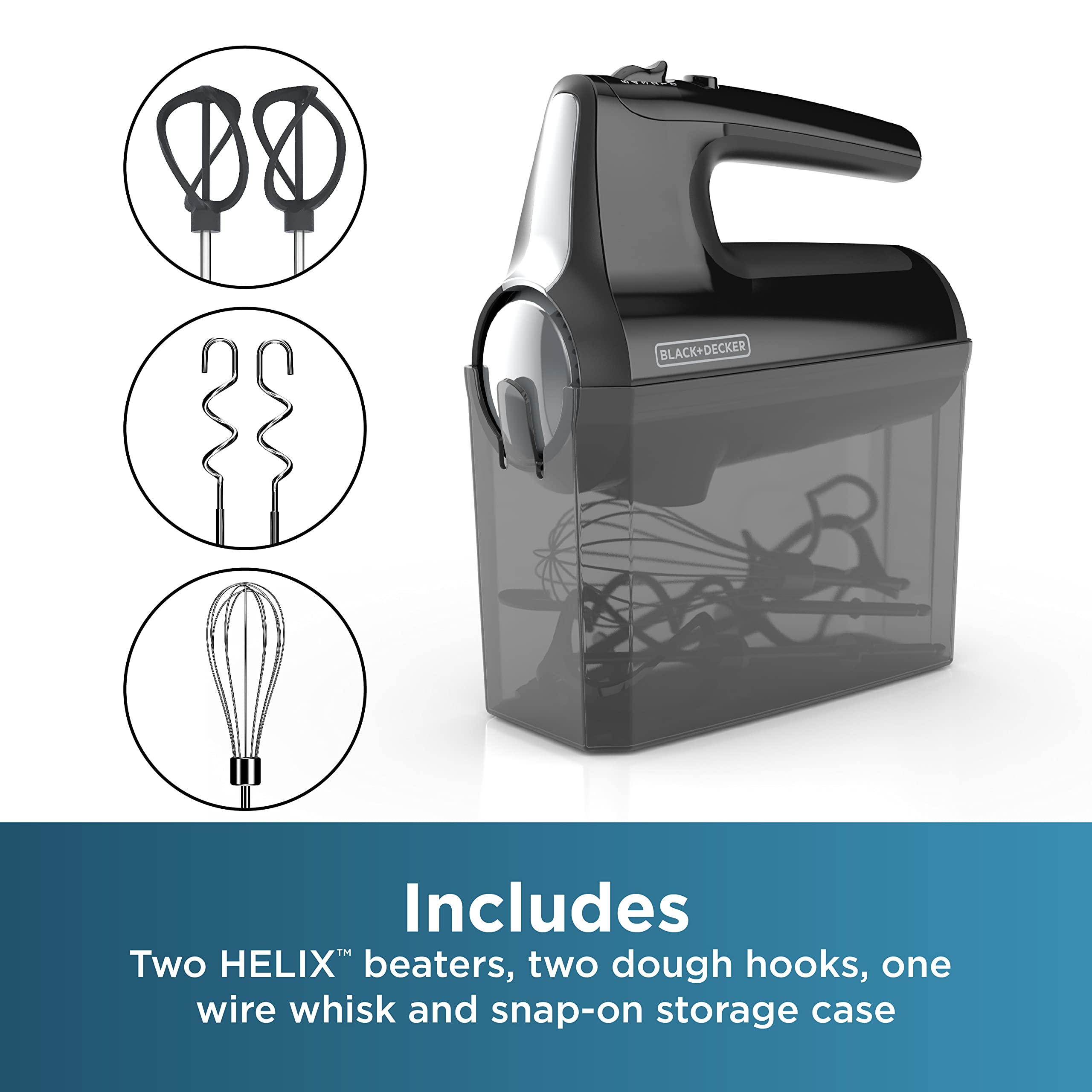 BLACK+DECKER MX610B 5-Speed Handheld Mixer - Powerful & Lightweight for Baking, Cooking, Whipping Cream & Mixing Dough - Perfect for Home Kitchen & Professional Use