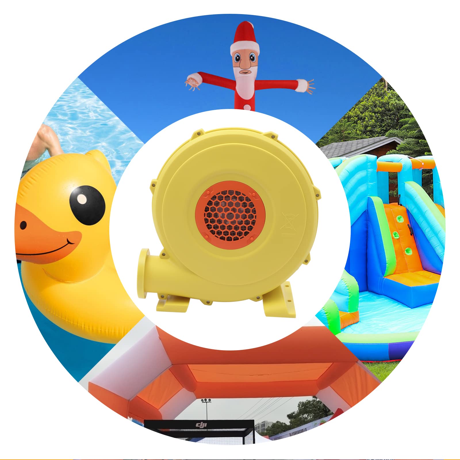 **Low Noise 950W Air Blower for Inflatables - Portable Electric Pump with 6.6ft Power Cord & Protective Mesh Handle - Perfect for Pool Floats, Air Mattresses, Bounce Houses & Outdoor Parties**