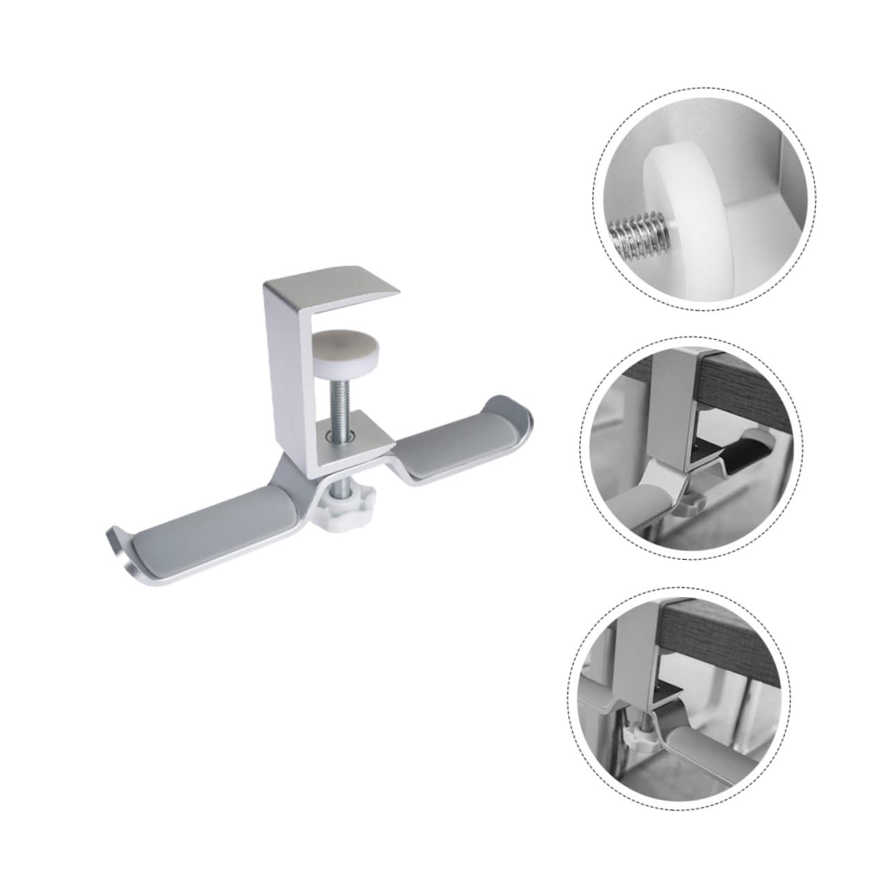 ORFOFE Aluminum Alloy Headphone Stand - Dual Headset Holder with Sturdy Base, Space-Saving Headphone Mount Organizer Rack (Silver) - Perfect for Gaming Setups, Home Office & Studio Use