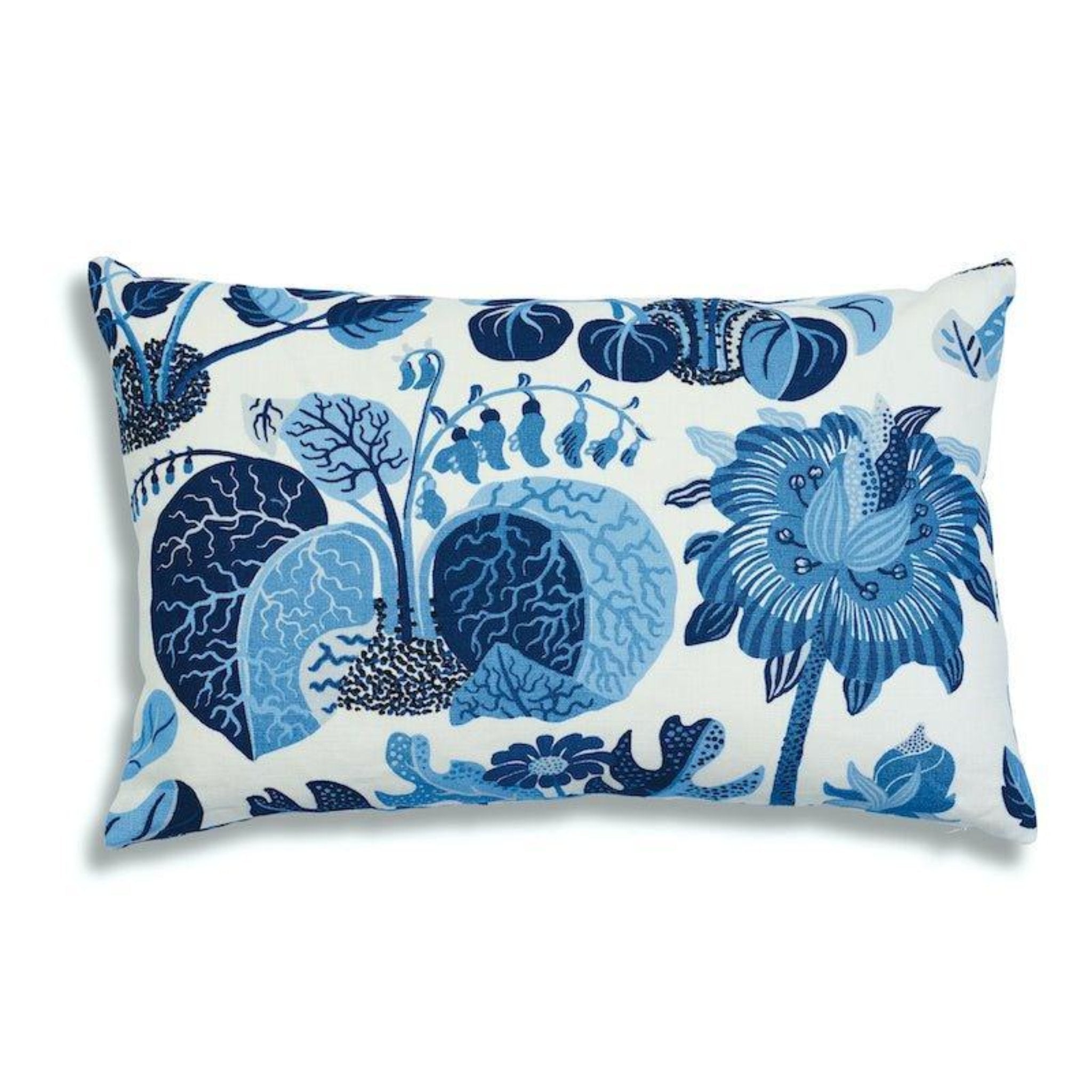 Exotic Blue Butterfly Print Linen Lumbar Throw Pillow - Decorative Cushion for Sofa, Bed & Home Decor