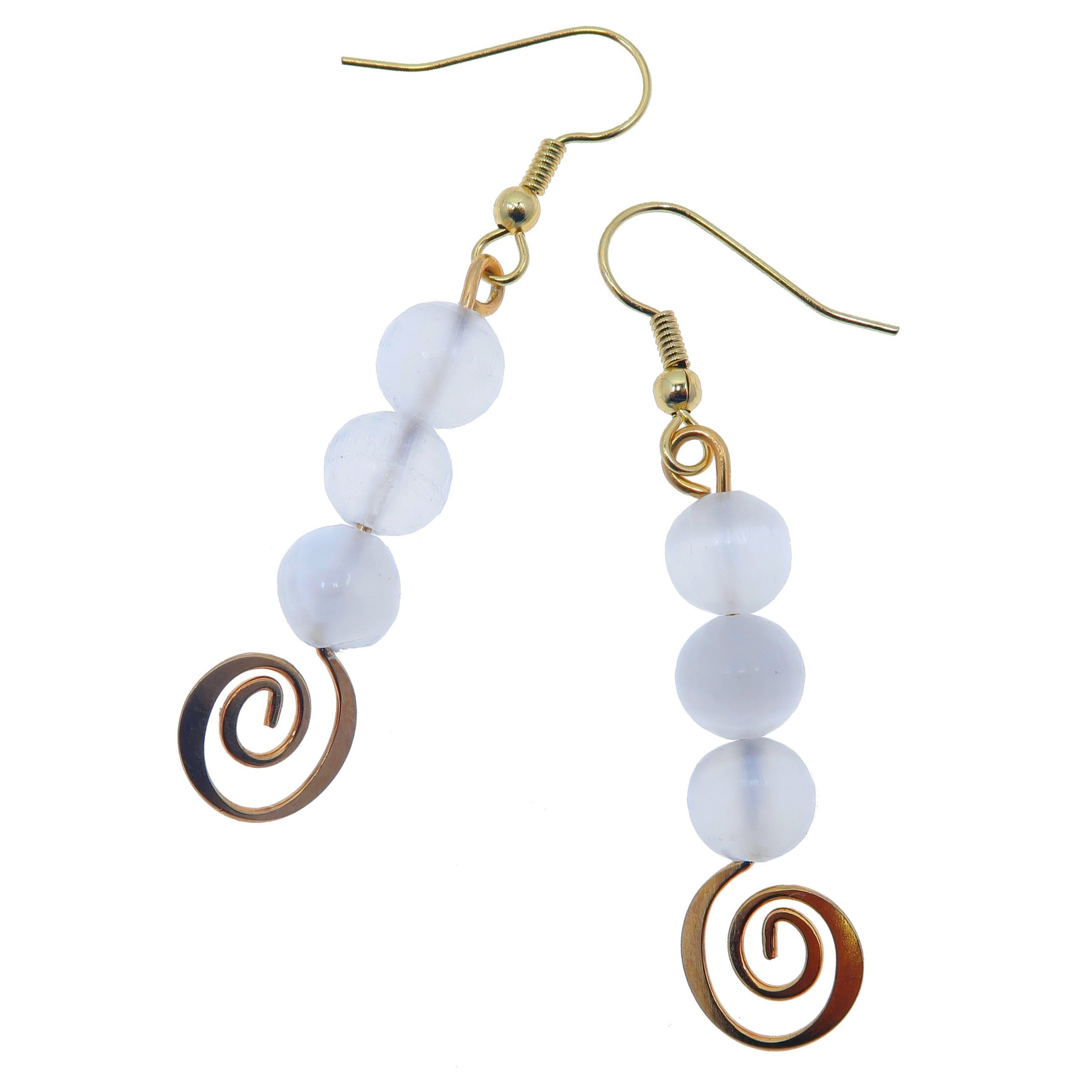 Selenite Earrings for Women - Mesmerizing Swirl Bliss White on Gold Jewelry - Perfect for Meditation, Yoga & Spiritual Healing