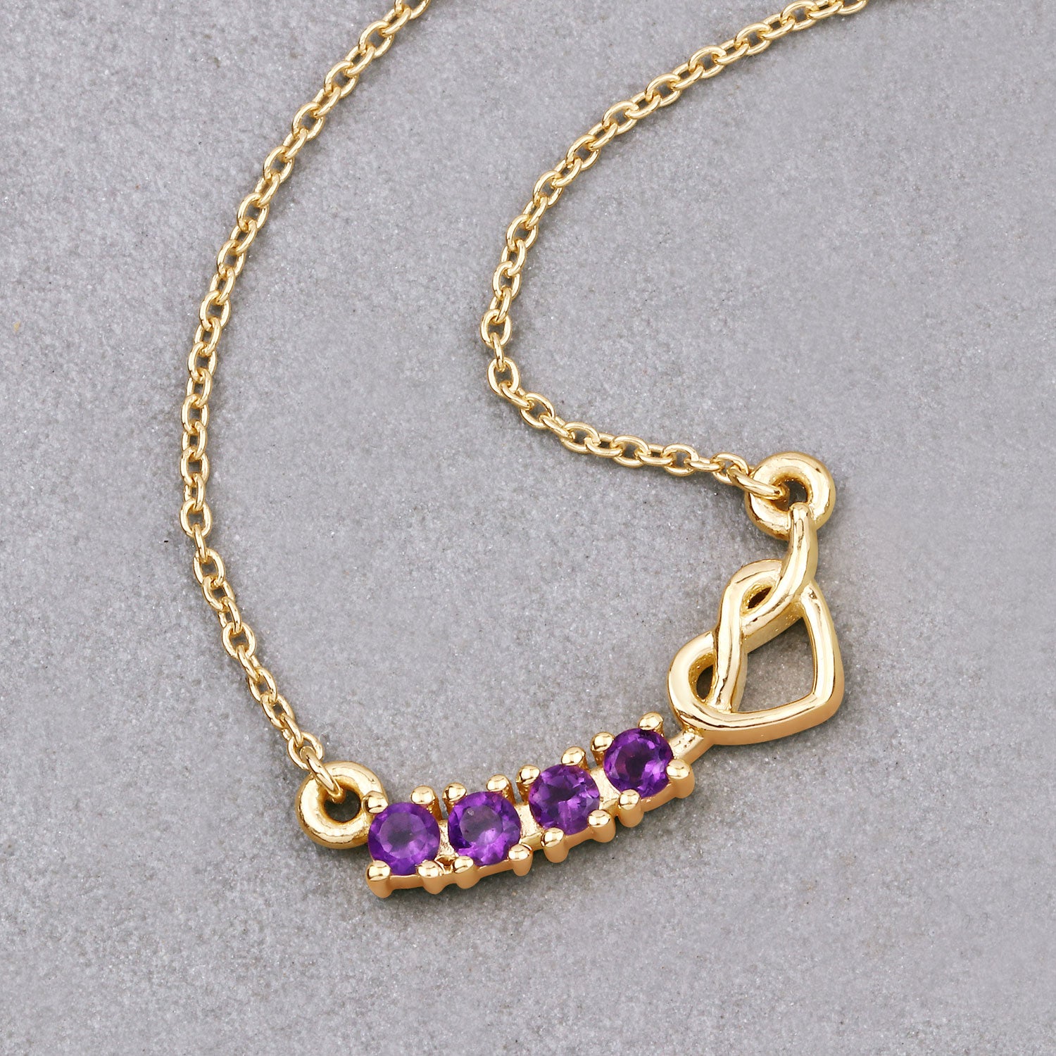 Genuine Amethyst Necklace with Heart & Infinity Symbol - Elegant Spiritual Jewelry for Women, Perfect Gift for Valentine's Day, Anniversary or Birthday