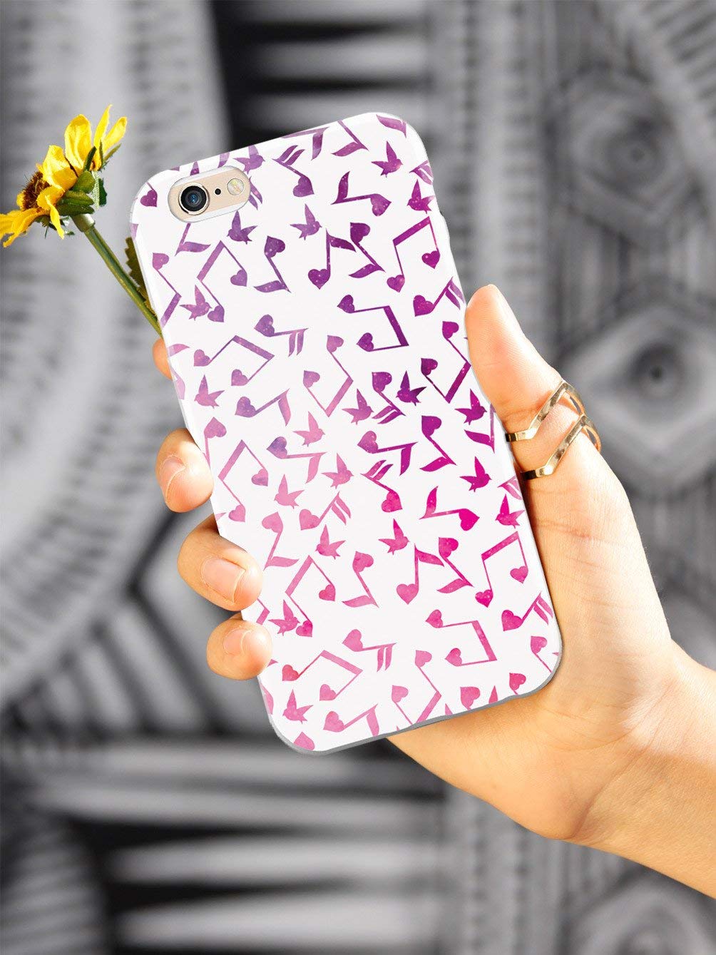 **Samsung Galaxy S10e Case - 3D Textured Protective Phone Cover with Heart Music Notes & Pink Watercolor Design - Slim Shockproof Cover for Daily Use, Travel, and Work**