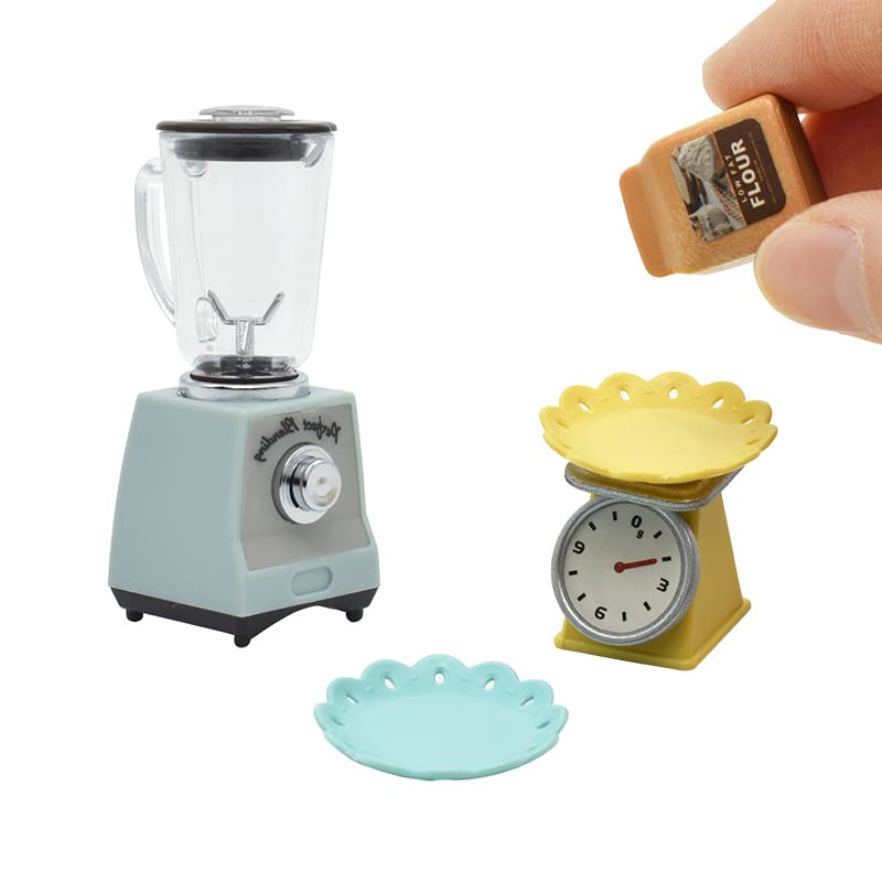 1:12 Scale Miniature Dollhouse Accessories - Mini Blender & Kitchen Scale for Realistic Dollhouse Kitchens | Perfect for Collectors, DIY Miniatures, and Dollhouse Decor