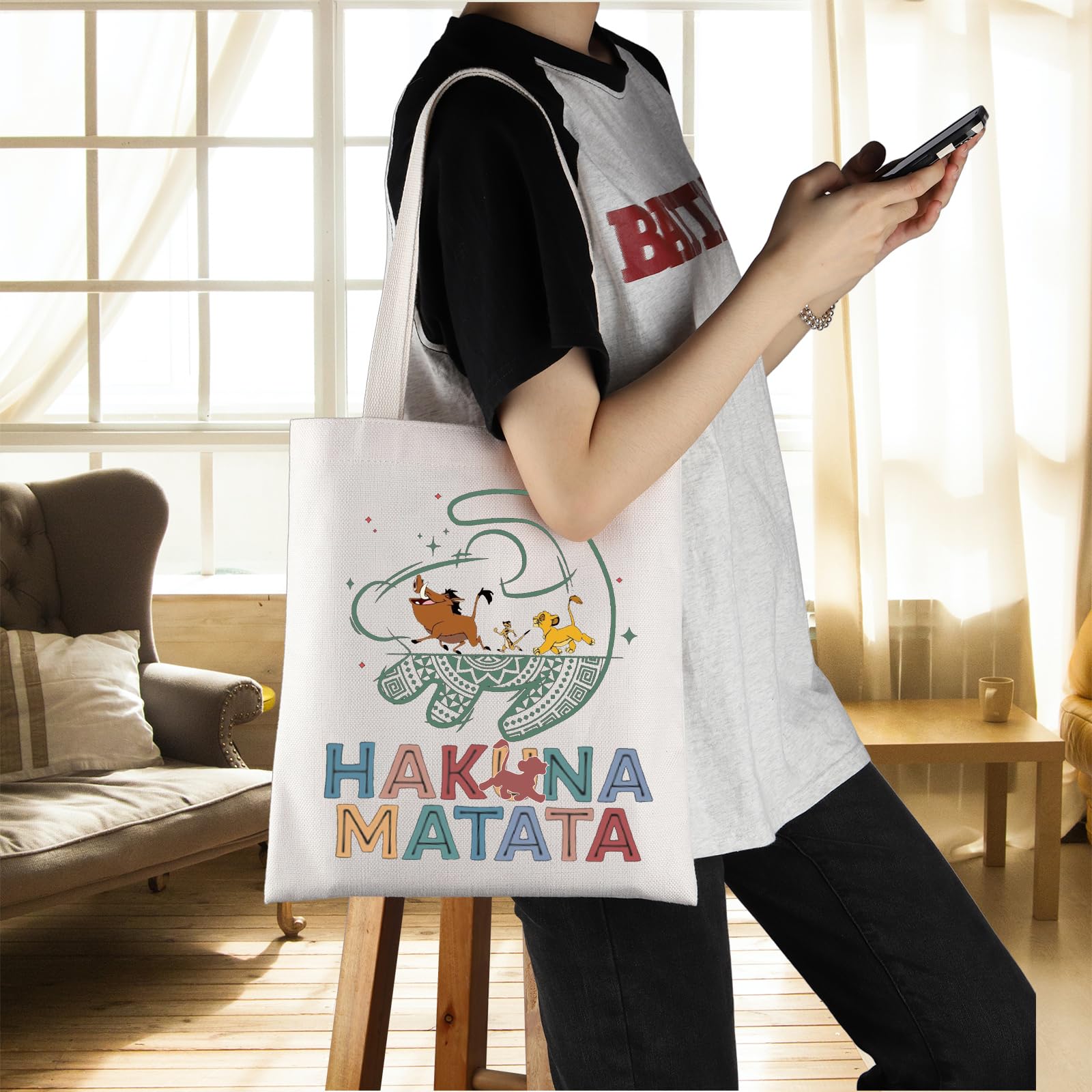 ENSIANTH Lion Lover Tote Bag - Animal Kingdom Inspired Gift for Cartoon Fans, Disney Movie Merchandise | Perfect for Grocery Shopping, Beach Trips & Disney Park Visits