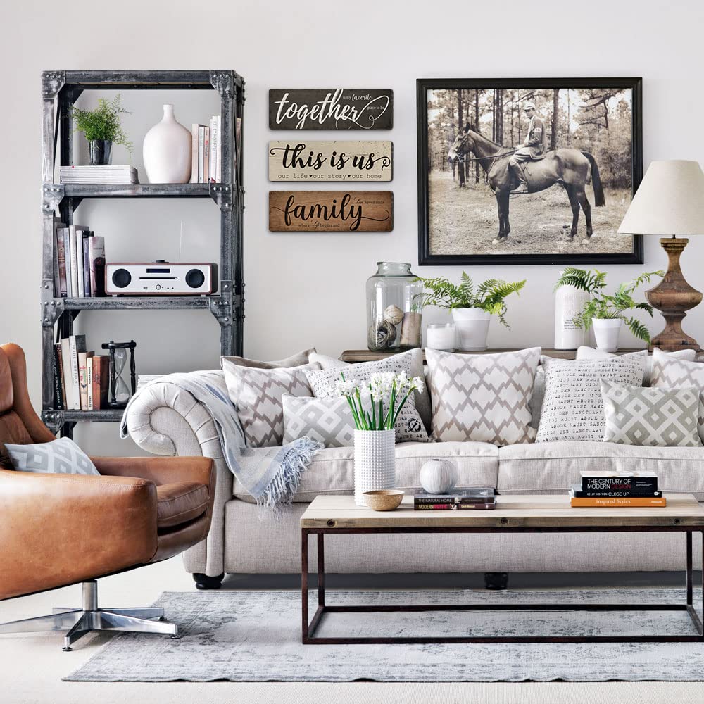 Rustic Wooden Wall Decor Set of 3 - 'This Is Us' Family Signs for Bedroom, Living Room & Kitchen | Farmhouse Home Decor for Cozy Family Spaces