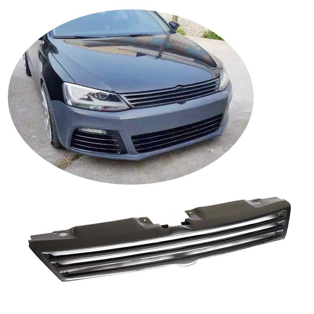 MCARCAR Carbon Fiber Front Grille for Volkswagen VW Jetta MK6 Sedan 2012-2015 | Pre-Facelift Replacement Bumper Grill Cover | OEM Style Body Kit | Perfect Fit & Upgrade for Daily Driving & Car Shows