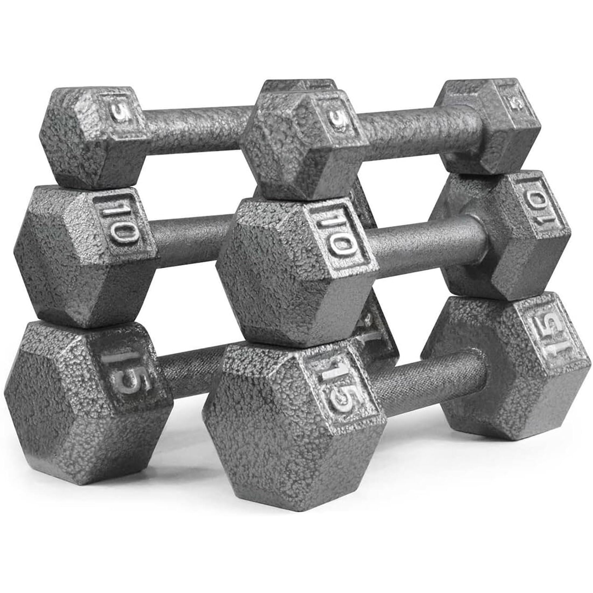 HolaHatha Hexagonal Dumbbell Set with Storage Rack - 10/15/20/25/30 lbs Free Weights for Home Gym, Strength Training & CrossFit Workouts