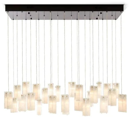 1/25/60/84 Light Colorful Rectangle Cluster Glass Tile Pendant Chandelier - Modern Art Design for Dining Room, Living Room & Bedroom Lighting