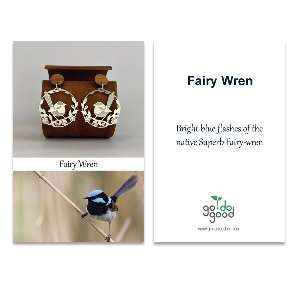 Go Do Good Hook Earrings - Fairy Wren Design | Dainty Handmade Jewelry for Women | Perfect Gift for Birthdays, Anniversaries & Everyday Wear