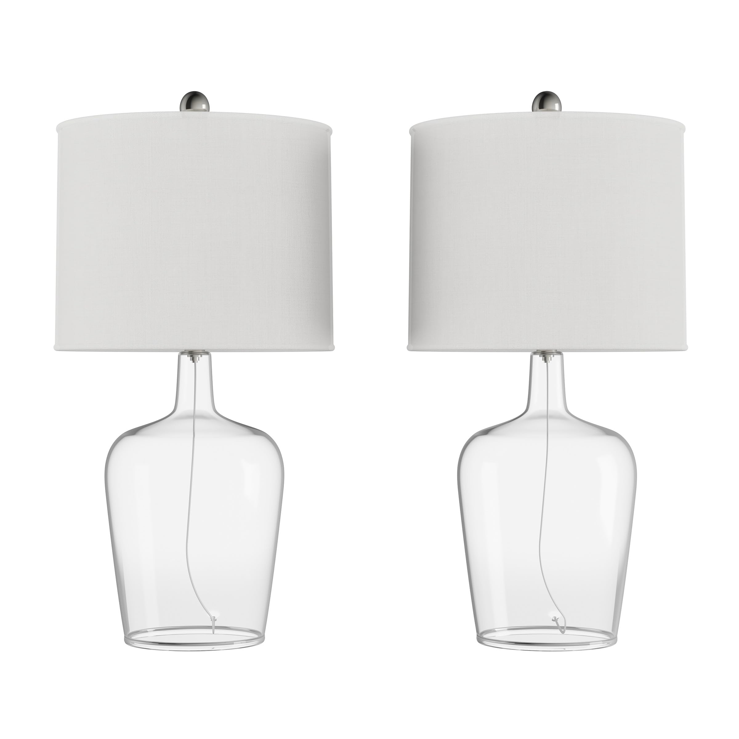 Lavish Home Glass Cloche Table Lamps Set of 2 - Modern Farmhouse LED Accent Lights for Bedroom, Living Room & Office Decor - Perfect for Reading Nooks, Nightstands & Coffee Tables