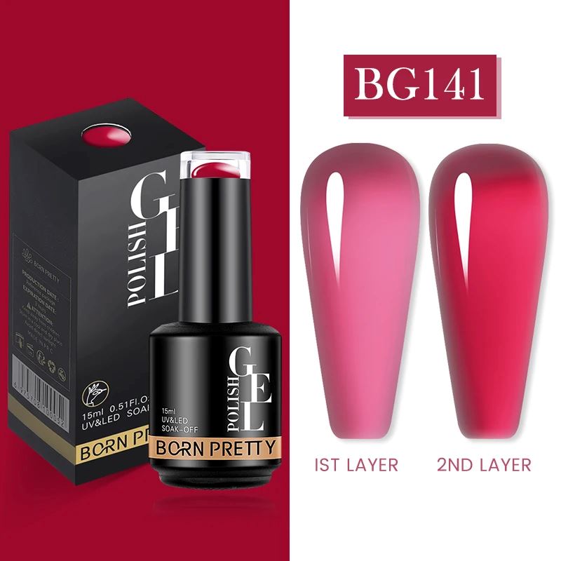 Born Pretty Jelly Nude Gel Polish - 15ml Long Lasting Nail Lacquer for Natural Nails | Perfect for Everyday Wear, Office, and Special Occasions