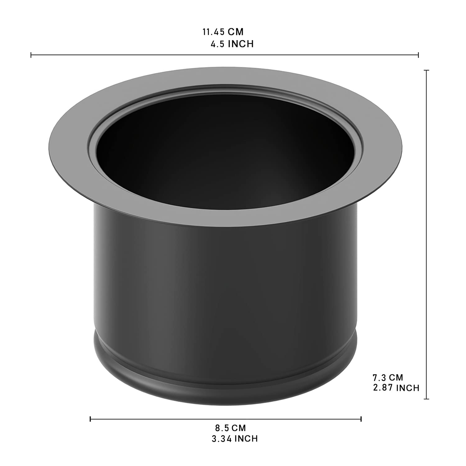 BOTEMY B9179 Extended Stainless Steel Garbage Disposal Flange - 3-1/2 Inch Standard Sink Drain Hole - Deep Kitchen Sink Flange (Matte Black) - Perfect for Undermount Sinks & Garbage Disposal Installation