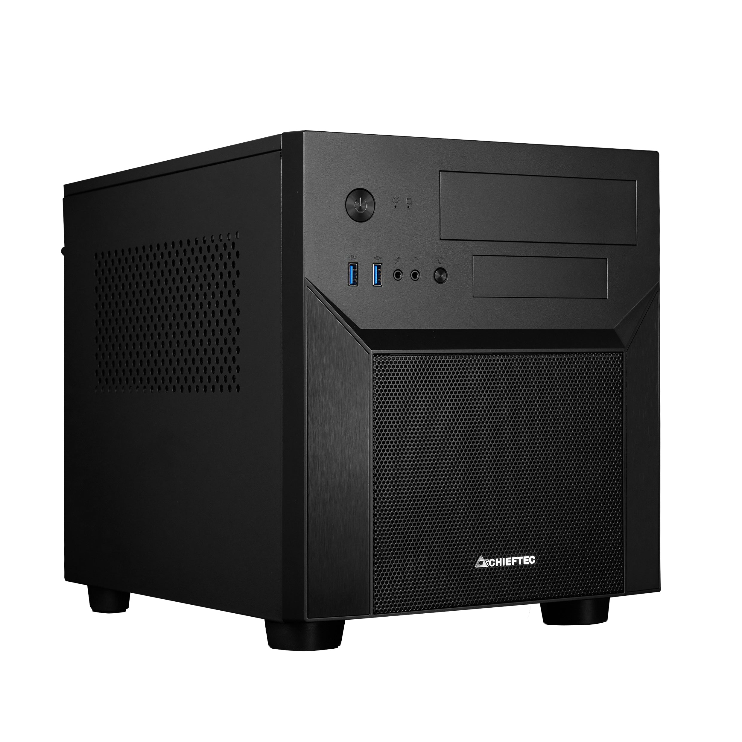 Chieftec CI-02B OP Mini ITX Cube Computer Case - Compact Black PC Gaming Chassis for Small Form Factor Builds | Perfect for Home Office & Gaming Setups
