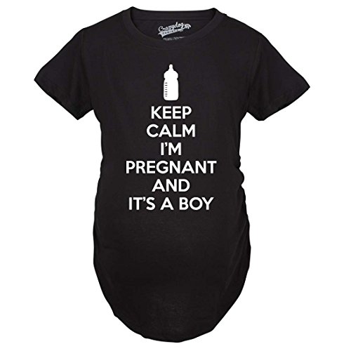 Funny Pregnancy Announcement T-Shirt - 'Keep Calm I'm Pregnant and It's a Boy' Maternity Shirt for Gender Reveal & Baby Shower | Cute Maternity Clothes for Expecting Moms