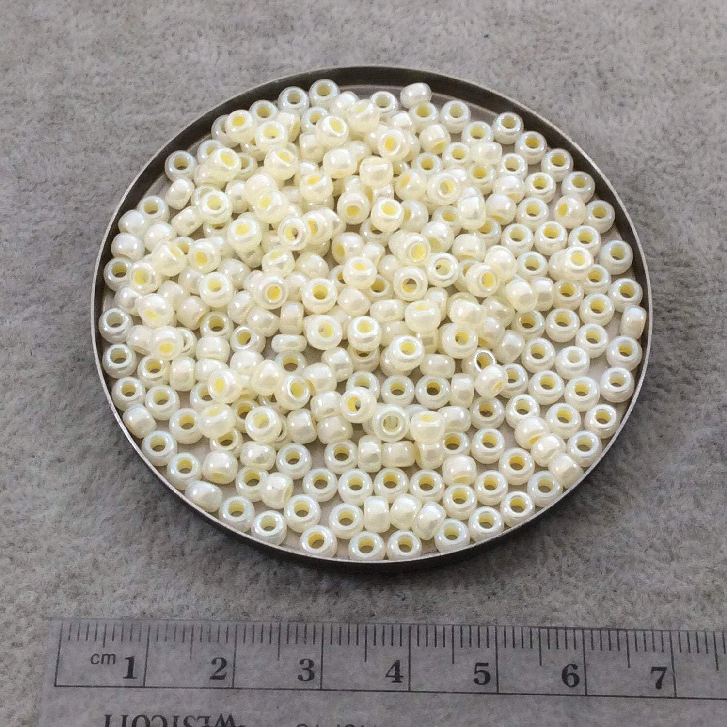 Miyuki 6/0 Round Rocaille Seed Beads - 20g Butter Cream Ceylon Glass Beads for Jewelry Making, DIY Crafts, Scrapbooking & Home Decor