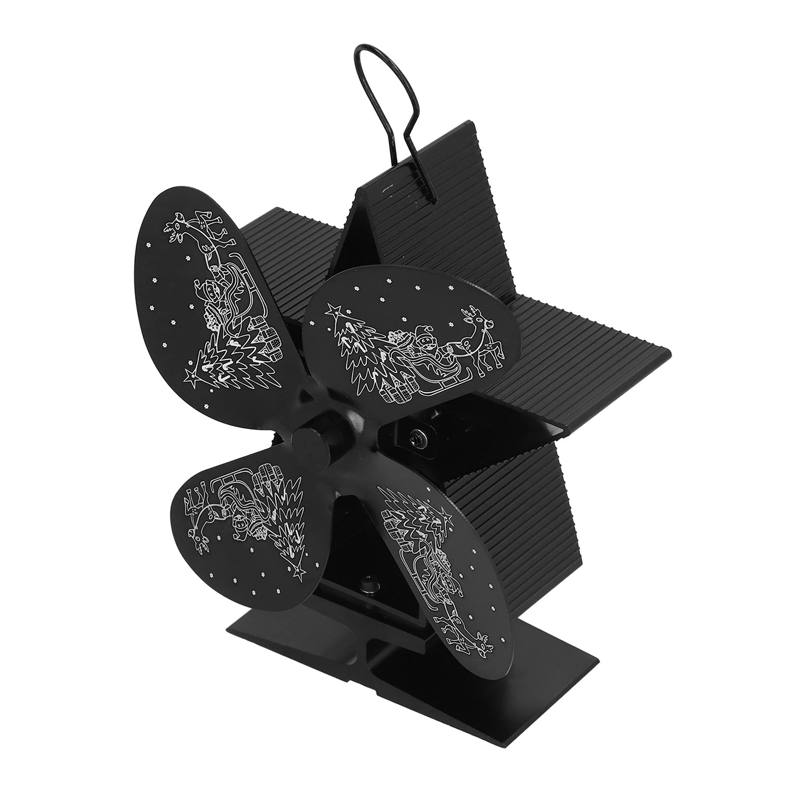Shanrya Fireplace Heat Fan - 4 Blade Aluminum Alloy Stove Fan for Home Heating, Living Room & Indoor Use - Efficient Heat Distribution (Black) | Perfect for Fireplace, Wood Stove & Home Heating Solutions