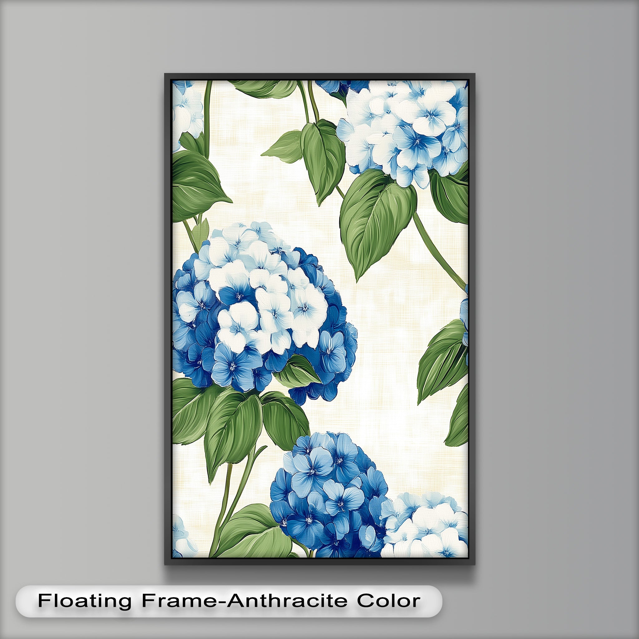 Blue and White Blooming Flower Oil Painting - Handmade Canvas Art for Home Decor, Living Room, Bedroom & Office Wall