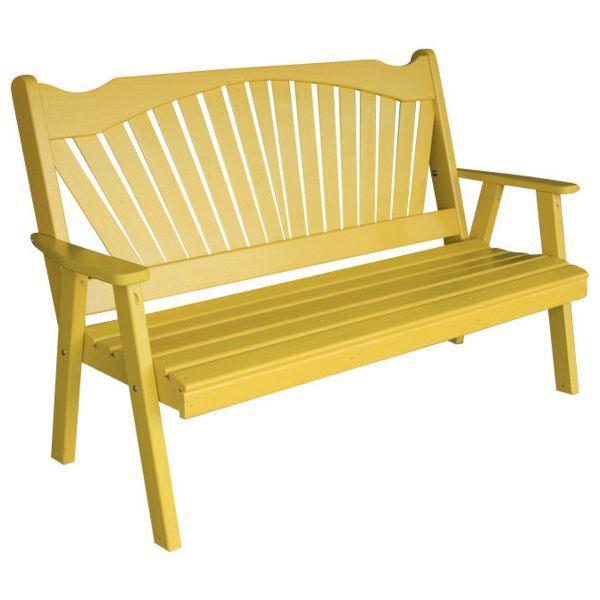 Yellow Pine Fanback Garden Bench - Rustic Outdoor Seating for Patio, Porch, and Backyard - Perfect for Relaxing and Entertaining Guests