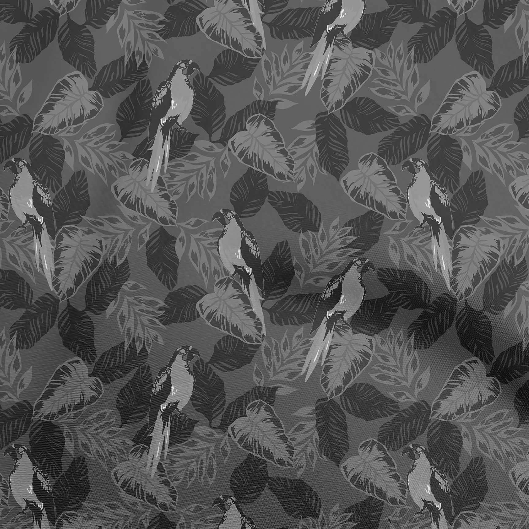 oneOone Viscose Jersey Gray Fabric - Tropical Bird Print DIY Sewing Material 60