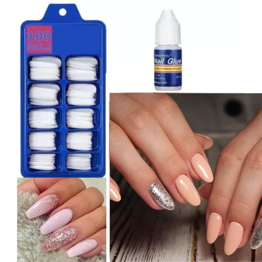 Premium 48-Piece VNZ Nail Art Kit with Glitter Stones, 100 Fake Nails, 2 Decorative Tapes, 15 Brushes & 5 Dotting Pens - Complete DIY Manicure Set for Home Salon, Parties & Gift Giving