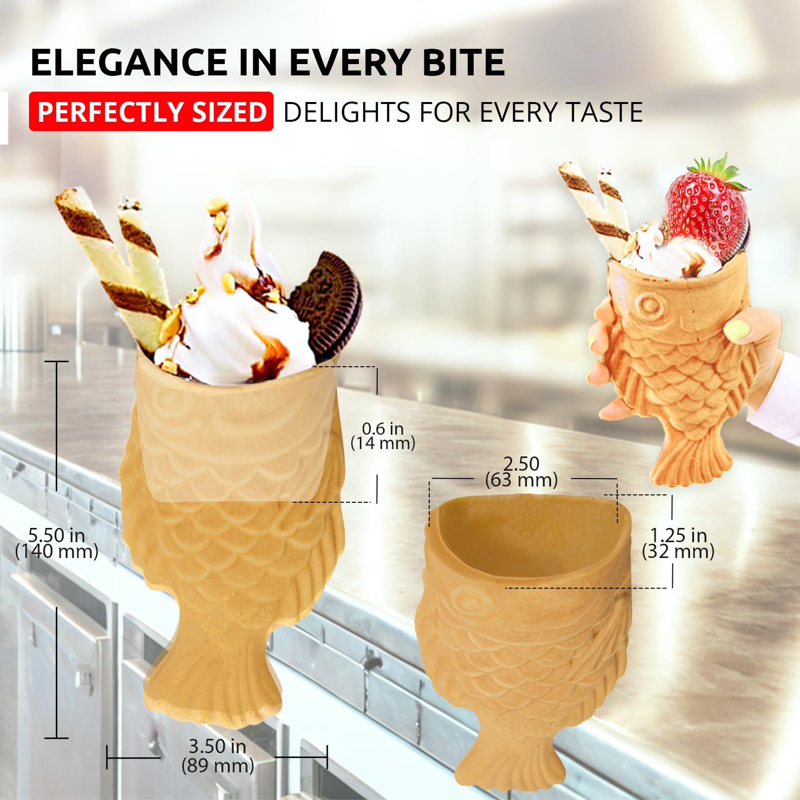 Professional ALDKitchen Taiyaki Fish Waffle Maker - Stainless Steel Nonstick Electric Griddle with 3 Fish-Shaped Molds | 110V 2000W | Perfect for Home, Cafes & Street Food Business