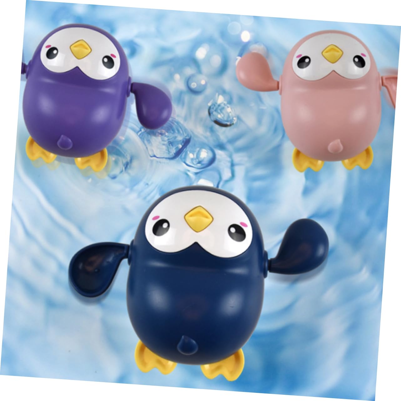 KICHOUSE 4 Pack Wind Up Bath Toys for Toddlers - Cute Rubber Duck Bathtub Toys, Floating Water Play Toys for Baby Bath Time Fun & Sensory Development
